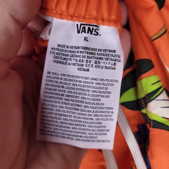 Vans Boardshorts Mens XL Orange Floral Primary Print Elastic NWT - Picture 6 of 6